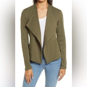 Caslon Drape Collar Knit Blazer Green Size XS